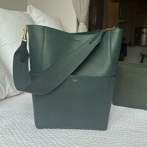 Celine Sangle Bucket Bag in Soft Grained Calfskin, color Amazone